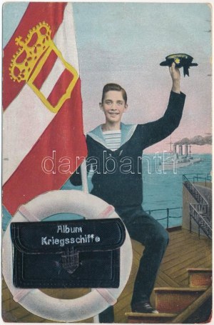 1915 K.u.k. Kriegsmarine Album Kriegsschiffe. G. Costalunga Pola / Osztrák...