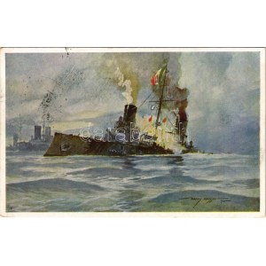 1916 Torpedierung des ital. Panzerkreuzers Giuseppe Garibaldi. K.u.K. Kriegsmarine / WWI Austro-Hungarian Navy...