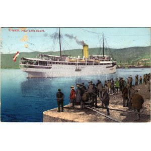 1913 Terst, Molo della Sanita, SS THALIA (neskôr K.u.k. Kriegsmarine). Milan Mandich č. 733. (EB)