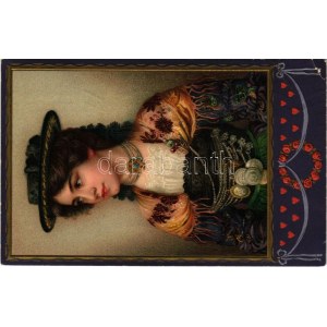 1914 Lady art postcard. Meissner & Buch Künstler-Postkarten Serie 1454. Ländliche Schönheiten Emb. litho (EK...
