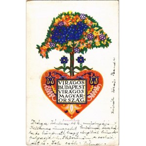 1933 Virágos Budapest, virágos Magyarország. Virágos út vezessen virágos Nagy-Magyarországba. Kir...