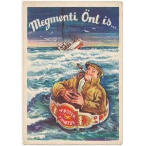 Megmenti Önt is... Nikotex Faintos nikotinmentes cigaretta reklámlapja / Hungarian nicotine...