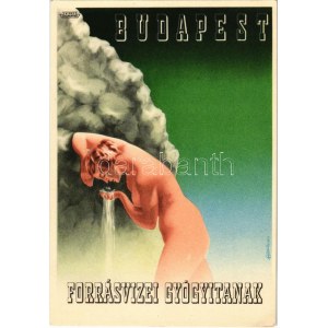 Budapest forrásvizei gyógyítanak. Klösz György és fia rt. kiadása / Hungarian touristic advertisement s...