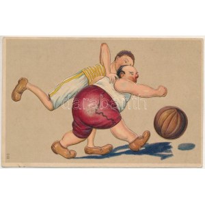 1909 Kosárlabda - dombornyomott humoros lap / Basketball - embossed humorous litho
