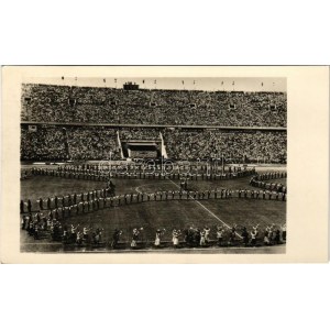Budapest XIV. Népstadion megnyitó ünnepsége. Képzőművészeti Alap képeslap + 1954 XII. Főiskolai Világbajnokság So...