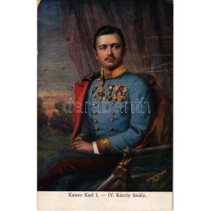 Kaiser Karl I / IV. Károly király / Charles I of Austria. C. Pietzner, B.K.W.I. 752-60. (Rb)
