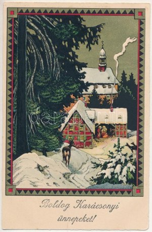 Boldog Karácsonyi ünnepeket! Dombornyomott / Christmas greeting. Erika Nr. 5067. Embossed litho