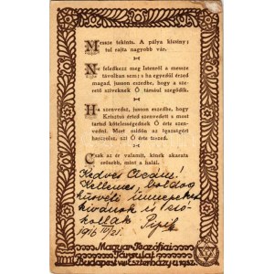 1916 Magyar Teozófiai Társulat levelezőlapja. Budapest VIII. Eszterházy u. 19. ...