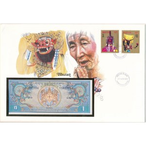 Bhutan 1N DN (1981-1985). felbélyegzett borítékban, bélyegzéssel T:UNC Bhutan ND (1981-1985)...