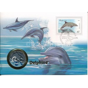 Kuba 1994. 10P Ni-acél Fauna del Caribe - Palackorrú delfinek - Delfinses  érmés borítékban, bélyegzéssel...