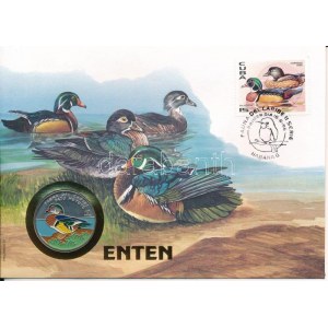 Kuba 1996. 10P Ni-acél Fauna del Caribe - Pato Huyuyo érmés borítékban, bélyegzéssel, német nyelvű leírással T...