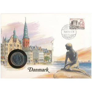 Dánia 1985. 1K felbélyegzett borítékban, bélyegzéssel, német nyelvű leírással T:UNC Denmark 1985...