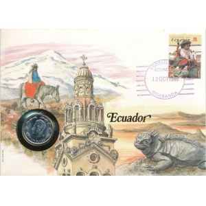 Ecuador 1985. 1S felbélyegzett borítékban, bélyegzéssel, német nyelvű leírással T:UNC Ecuador 1985...