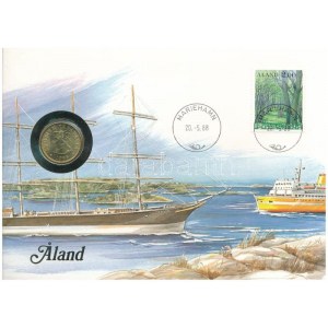 Finnország / Aland 1986. 20p Al-bronz felbélyegzett borítékban, bélyegzéssel, német nyelvű leírással T:UNC Finland ...