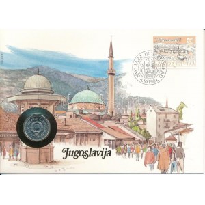 Jugoszlávia 1983. 10D Cu-Ni felbélyegzett borítékban, bélyegzéssel, német nyelvű tájékoztatóval T:UNC Yugoslavia 1983...