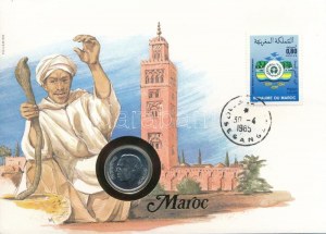 Marokkó 1974. 1D Cu-Ni felbélyegzett borítékban, bélyegzéssel, német nyelvű leírással T:UNC Morocco 1974. 1 Dirham Cu...