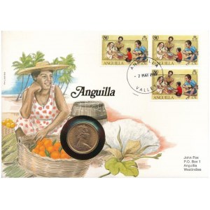 Nagy-Britannia 1977. 25p bronz II. Erzsébet, felbélyegzett Anguilla borítékban, bélyegzéssel...