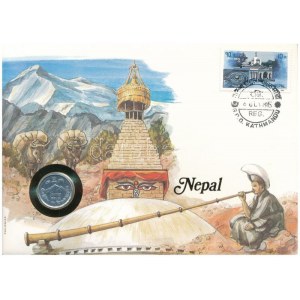 Nepál 1975. 5p felbélyegzett borítékban, bélyegzéssel, német nyelvű leírással T:XF Nepal 1975...
