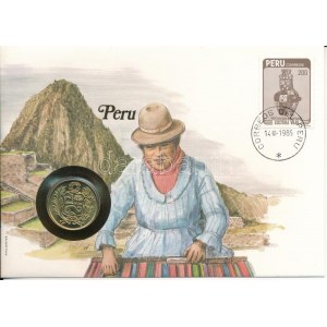 Peru 1982. 50I Cu-Ni felbélyegzett borítékban, bélyegzéssel, német nyelvű leírással T:UNC,AU Peru 1982. 50 Intis Cu...