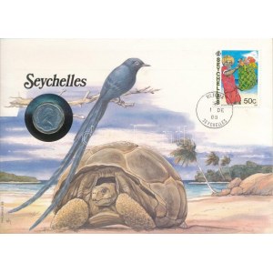 Seychelles-szigetek 1975. 5c felbélyegzett borítékban, bélyegzéssel, német nyelvű leírással T:UNC Seychelles 1975...