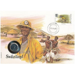 Szváziföld 1986. 5c Cu-Ni felbélyegzett borítékban, bélyegzéssel, német nyelvű leírással T:UNC Swaziland 1986...