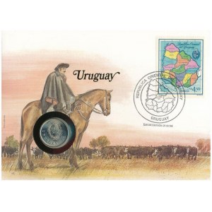 Uruguay 1980. 1P Cu-Ni felbélyegzett borítékban, bélyegzéssel, német nyelvű leírással T:UNC Uruguay 1980...