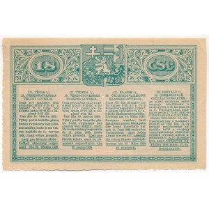 Csehszlovákia 1928. 18. Csehszlovák Osztálysorsjáték harmadik osztály 1/8-ad sorsjegye, BANKOVNI DUM KNAPP KOMÁRNO...