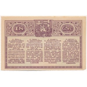 Csehszlovákia 1928. 18. Csehszlovák Osztálysorsjáték negyedik osztály 1/8-ad sorsjegye, BANKOVNI DUM KNAPP KOMÁRNO...