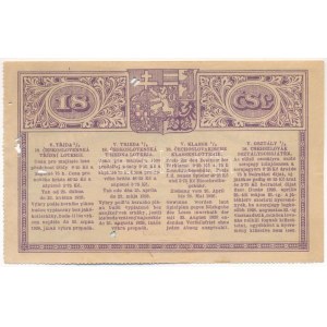 Csehszlovákia 1928. 18. Csehszlovák Osztálysorsjáték ötödik osztály 1/8-ad sorsjegye, BANKOVNI DUM KNAPP KOMÁRNO...