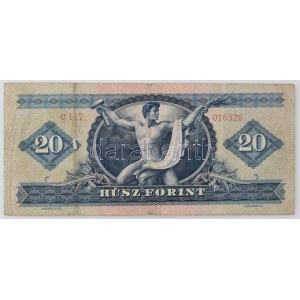 1947. 20Ft C 147 016526 T:F,VG / 1947. 20 Forint with C 147 016526 C:F,VG Adamo F9