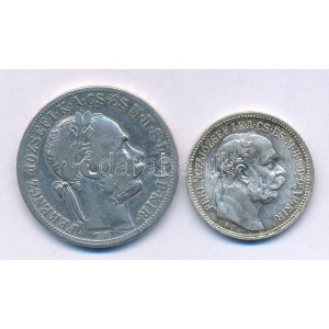 1891KB 1Ft Ag Ferenc József / Barokk címer + 1915KB 1K Ag Ferenc József T:VF,AU Adamo M15, K5...