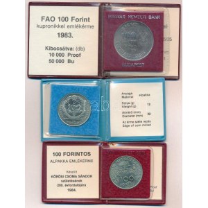 1983. 100Ft Cu-Ni FAO - Több gabonát a világnak eredeti műbőr tokban, tanúsítvánnyal + 1983. 100Ft Cu-Ni-Zn ...