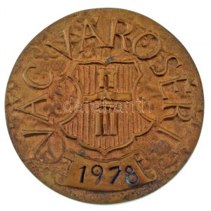 1978. Vác városért egyoldalas bronz emlékérem eredeti dísztokban (60mm) T:AU patina