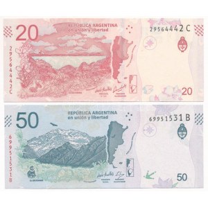 Argentína DN (2017-2020) 20P + 50P T:UNC Argentina ND (2017-2020) 20 Pesos + 50 Pesos C:UNC Krause P361...