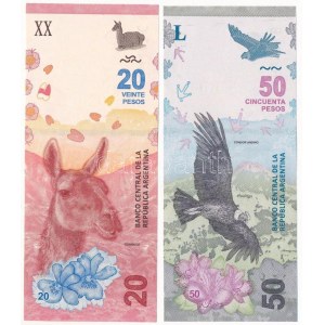 Argentína DN (2017-2020) 20P + 50P T:UNC Argentina ND (2017-2020) 20 Pesos + 50 Pesos C:UNC Krause P361...