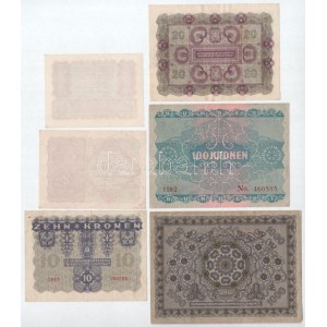 Ausztria 1922. 1K + 2K + 10K + 20K + 100K + 1000K T:XF-F Austria 1922. 1 Krone + 2 Kronen + 10 Kronen + 20 Kronen ...