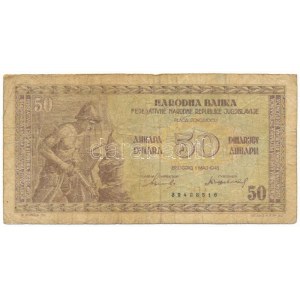 Jugoszlávia 1946. 50D (8 számjegyű sorszámmal) T:VG Yugoslavia 1946. 50 Dinara (with 8-digit serial number) C...