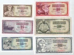 Jugoszlávia 1978. 10D - 1000D (6xklf) T:AU, közte 2db F Yugoslavia 1978. 10 Dinara - 1000 Dinara (6xdiff) C:AU...