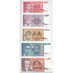 Jugoszlávia 1985-1990. 10D - 100.000D (9xklf) T:UNC-AU Yugoslavia 1985-1990. 10 Dinara - 100.000 Dinara (9xdiff) C:UNC...