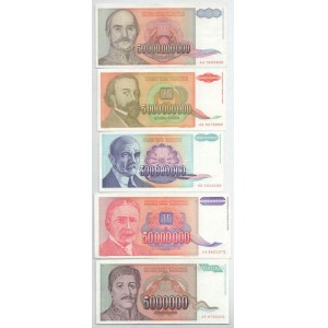 Jugoszlávia 1993. október 5000D - 50.000.000.000D (9xklf) T:XF-F Yugoslavia 1993. Oct. 5000 Dinara - 50.000.000...