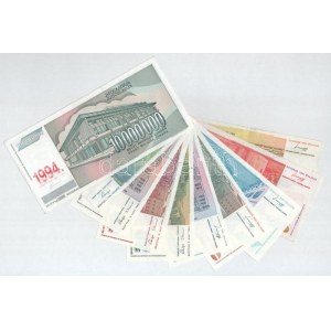 Jugoszlávia 1994. 1D - 10.000.000D (10xklf) T:AU-F Yugoslavia 1994. 1 Dinara - 10.000.000 Dinara (10xdiff) C:AU...
