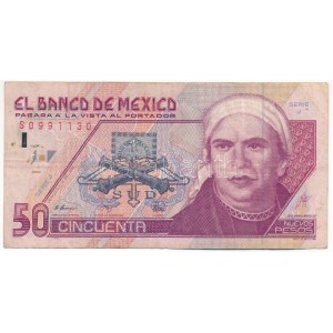 Mexikó 1992. 50P T:F tűlyukak, folt Mexico 1992. 50 Pesos C:F pinholes, spot Krause P#101