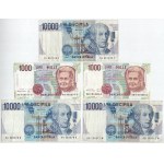 Olaszország 1984. 10.000L (3x) + 1990. 1000L (6x, ebből 4db sorszámkövető) T:VF,F Italy 1984. 10.000 Lire (3x) + 1990...