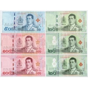 Thaiföld DN (2018-2024) 20B (3db) + 50B + 100B (2db) T:XF-F Thailand ND (2018-2024) 20 Baht (3pcs) + 50 Baht ...