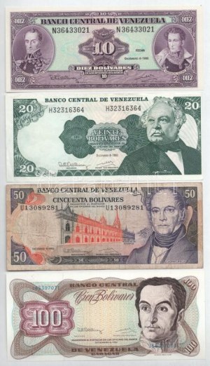 Venezuela 1992. 10B + 20B + 50B + 100B T:AU-F Venezuela 1992. 10 Bolivares + 20 Bolivares + 50 Bolivares ...