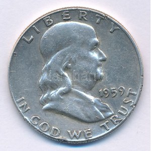 Amerikai Egyesült Államok 1959. 1/2$ Ag Franklin T:VF,F ph. USA 1959. 1/2 Dollar Ag Franklin C:VF...