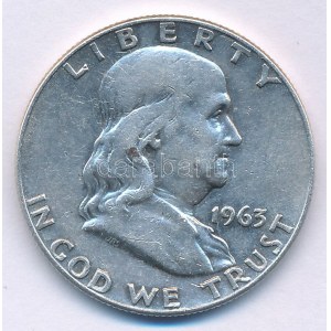 Amerikai Egyesült Államok 1963. 1/2$ Ag Franklin T:VF,F USA 1963. 1/2 Dollar Ag Franklin C:VF,F Krause KM...
