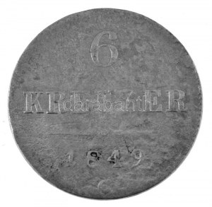 Ausztria 1849C 6kr Ag T:F patina Austria 1849C 6 Kreuzer Ag C:F patina Krause KM#2200