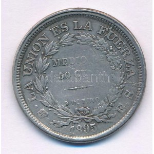 Bolívia 1895. 1/2B (50c) Ag T:VF Bolivia 1895. 1/2 Boliviano (50 Centavos) Ag C:VF Krause KM#161