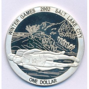 Cook-szigetek 2002. 1D Ag Téli Olimpia 2002 Salt Lake City - Luge T:PP fo. Cook Islands 2002. 1 Dollar Ag ...